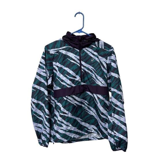 Asics WILD CAMO ANORAK night shade velvet pine Full Zip Windbreaker Jacket M - Picture 1 of 16